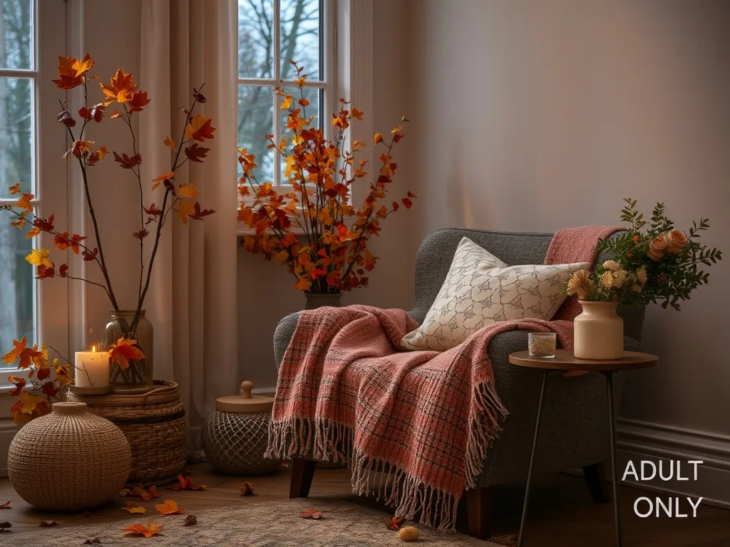 Peaceful autumn evening with soft candlelight